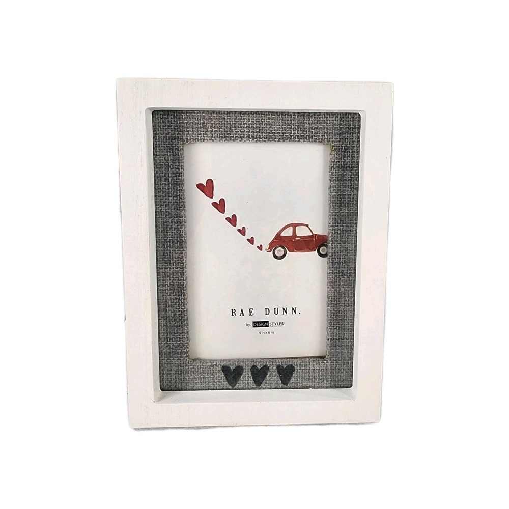 Rae Dunn White Wood Picture Frame With Hearts 4x6 In By Design Sytels